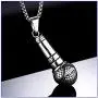 Fusamk Punk Stainless Steel Microphone Pendant Necklace,24'' Box Chain