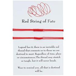 7 Knot Red String of Fate Bracelets Handmade Red Rope Long Distance Matching Bracelet Good Luck Protection Couples Bracelets for Women Girl Friendship Jewelry