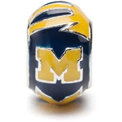 University of Michigan Charm | UM Wolverines Blue and Maize Round Bead Charm | Officially Licensed University of Michigan Jewelry | UM Gifts | Michigan Wolverines | UM Charms | Stainless Steel
