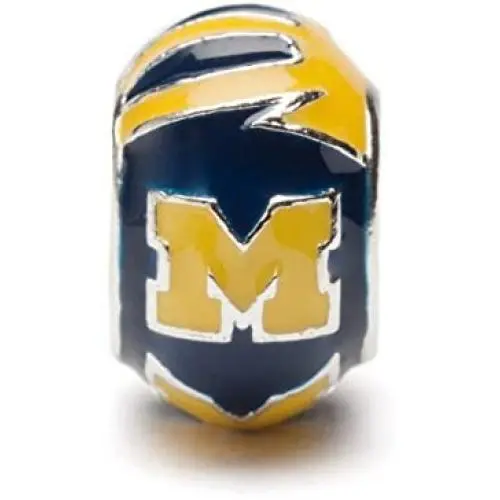 University of Michigan Charm | UM Wolverines Blue and Maize Round Bead Charm | Officially Licensed University of Michigan Jewelry | UM Gifts | Michigan Wolverines | UM Charms | Stainless Steel