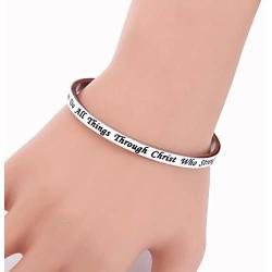 ENSIANTH I Can Do All Things Through Christ Who Strengthens Me Philippians 4:13 Bracelet Bible Verse Bracelet Inspirational Religious Jewelry