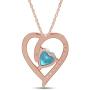 Jewel Zone US Simulated Aquamarine Heart Pendant Necklace 14k Gold Over Sterling Silver