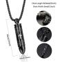 sailimue 2Pcs Bullet Pendant Urn Ashes Necklace Bible Verse English Lords Prayer Cross Necklace for Men Christian Jewelry