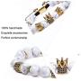 T.F.L 8mm Imperial Crown Beaded Bracelet King Queen Charm Couple Rope Braided Bracelets for Women Men Jewelry Gift