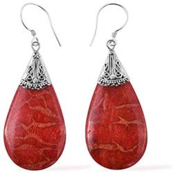 Shop LC 925 Sterling Silver Coral Dangle Drop Earrings for Women Mothers Day Gifts(Tear drop/dragonfly/leaf drop/Red)