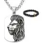 Gungneer Lion Dog Tag Necklace Pendant Stainless Steel Keel Chain King Jewelry Strength Talisman for Men Women Gungneer Lion Dog Tag Necklace Pendant Stainless Steel Keel Chain King Jewelry Strength Talisman for Men Women