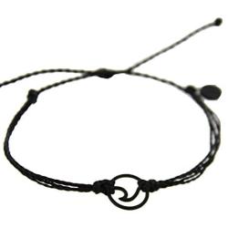 Pura Vida Black Wave OG Bracelet - Plated Charm, Adjustable Band - 100% Waterproof