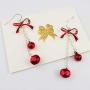 Lightweight Christmas Red Bow Knot Piercing Dangle Earrings Jingle Tassels Silver Plated Women Girls Holiday Gift