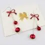 Lightweight Christmas Red Bow Knot Piercing Dangle Earrings Jingle Tassels Silver Plated Women Girls Holiday Gift