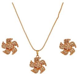 Touchstone Indian Bollywood Delicate Creative Designer Jewelry Pendant Set Colorful in Gold and Silver Tone for Women.