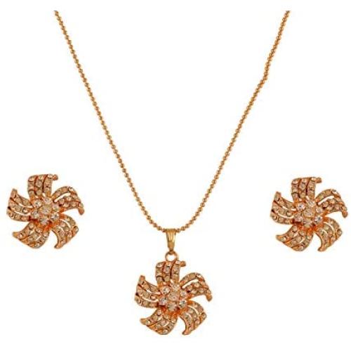 Touchstone Indian Bollywood Delicate Creative Designer Jewelry Pendant Set Colorful in Gold and Silver Tone for Women.