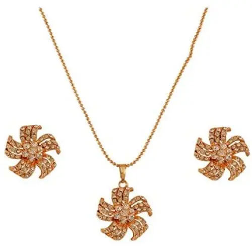 Touchstone Indian Bollywood Delicate Creative Designer Jewelry Pendant Set Colorful in Gold and Silver Tone for Women.