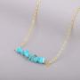 PearlyPearls 18k Gold Chain Choker Dainty Turquoise Beads Bar Necklace for Women Handmade Genstone Jewelry for Mothers Day