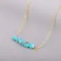 PearlyPearls 18k Gold Chain Choker Dainty Turquoise Beads Bar Necklace for Women Handmade Genstone Jewelry for Mothers Day