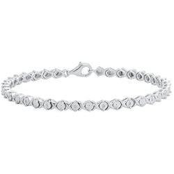 Dazzlingrock Collection 0.10 Carat (ctw) Round Cut White Diamond Ladies XO Shape Tennis Bracelet 1/10 CT, Sterling Silver