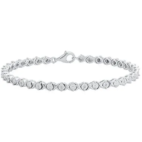Dazzlingrock Collection 0.10 Carat (ctw) Round Cut White Diamond Ladies XO Shape Tennis Bracelet 1/10 CT, Sterling Silver Dazzlingrock Collection 0.10 Carat (ctw) Round Cut White Diamond Ladies XO Shape Tennis Bracelet 1/10 CT, Sterling Silver