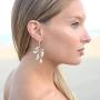 Mariell Bridal and Wedding Rose Gold Handmade Dangle Earrings, Crystal Gems and Petite Freshwater Pearls