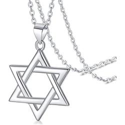 FaithHeart Star of David Jewish Necklace-Sterling Silver Pendant for Women-The Seal of Solomon Talisman Tantrism Hexagram Jewelry for Men