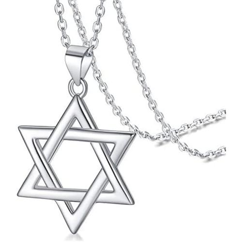 FaithHeart Star of David Jewish Necklace-Sterling Silver Pendant for Women-The Seal of Solomon Talisman Tantrism Hexagram Jewelry for Men