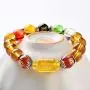 BOYULL Feng Shui Citrine Gem Stone Wealth Porsperity Bracelet with Dragon, White Tiger, Suzaku, Basalt Beads, Attract Wealth and Good Luck, Deluxe Box Included