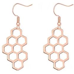 MANZHEN Dainty Honeycomb Beehive Dangle Earrings for Women Girls