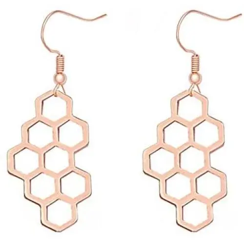 MANZHEN Dainty Honeycomb Beehive Dangle Earrings for Women Girls MANZHEN Dainty Honeycomb Beehive Dangle Earrings for Women Girls