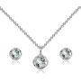 Sterling Silver Genuine or Synthetic Gemstone 6mm Round Fancy Solitaire Pendant Necklace and Stud Earrings Set for Women