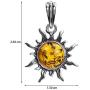 Light Amber Sterling Silver 925 Round Sun Pendant