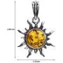 Light Amber Sterling Silver 925 Round Sun Pendant
