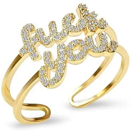 18K Gold Plated Adjustable Rapper Ring Cubic Zirconia Statement Ring Inspirational Gift for Women&Men with a Fine Gift Box 18K Gold Plated Adjustable Rapper Ring Cubic Zirconia Statement Ring Inspirational Gift for Women&Men with a Fine Gift Box