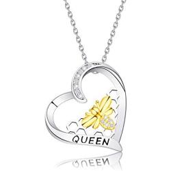 FAADBUK Queen Necklace Bee Gold Plated Pendant Necklace Geometric Bee Hive with Honey Bee Necklace Gift for Girlfriend Wife Mom