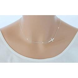 S925 Sterling Silver Sideways Choker Necklace Jewelry 14 inches to 18 inches