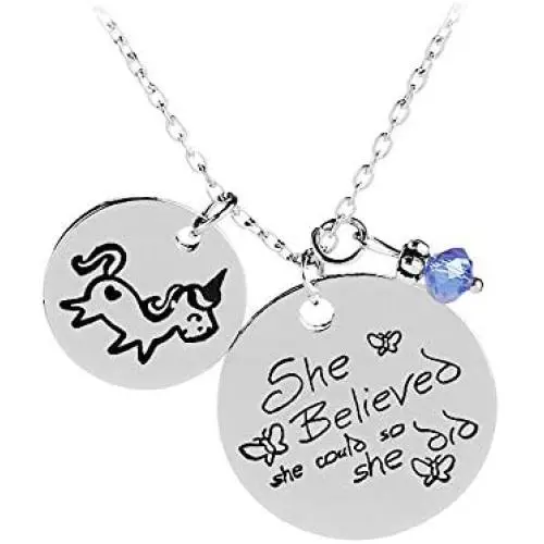 Luvalti “She Believed She Could So She Did” Round Pendant Necklace - Motivational Jewelry Gift - Family and Friends Jewelry Luvalti “She Believed She Could So She Did” Round Pendant Necklace - Motivational Jewelry Gift - Family and Friends Jewelry