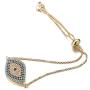 Halukakah Evil Eye Bracelet for Women,24K Real Yellow Gold Plated/Plated Platinum White Gold Finish Diamonds Multicolor Chain Size Adjustable up to 9'' Handmade Jewelry with Free Giftbox