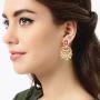 Aheli Fancy Bollywood Party Festive Wear Simulated Stone Studded Enamel Chandbali Drop Dangle Earrings Indian Wedding Fashion Jewelry for Women Girls