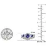 Round Gemstone & White Diamond Ladies 3 Stone Halo Bridal Engagement Ring With Matching Band Set, 14K White Gold Round Gemstone & White Diamond Ladies 3 Stone Halo Bridal Engagement Ring With Matching Band Set, 14K White Gold