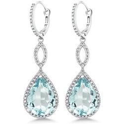 Gem Stone King 925 Sterling Silver Long Drop Dangle Elegant Wedding Bridal Chandelier Teardrop Earrings For Women (2 Inch Pear Shape 16X12MM, 20.00 Cttw)