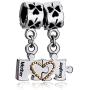 Q&Locket Mother Daughter Charms Heart Love Dangle Puzzle Bead For Bracelet