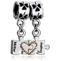 Q&Locket Mother Daughter Charms Heart Love Dangle Puzzle Bead For Bracelet