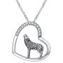 TRISHULA Wolf/Cat/Flamingo/Turtle/Dog/Unicorn/Heart Pendant Necklace for Women Girls, Sterling Silver Animals Necklace, l Love You Forever Opal Necklace Jewelry Gift 18''+2'' (Gift Box Included)