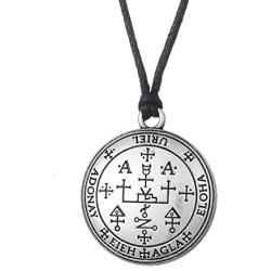 Sigil of Archangel Uriel Pendant Necklace，Talisman Amulet Gothic Jewelry Unisex (rope)