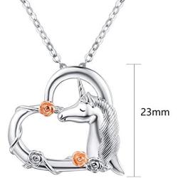 TANGPOET Unicorn Necklace for Girls S925 Sterling Silver Unicorns Gifts Heart Pendant Jewelry for Women Daughter Teens