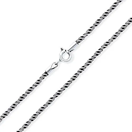 Bali Balinese Indonesian Black Oxidized 925 Sterling Silver Rope Twist Chain Necklace For Women For Men 16 18 20 24 Inch Bali Balinese Indonesian Black Oxidized 925 Sterling Silver Rope Twist Chain Necklace For Women For Men 16 18 20 24 Inch