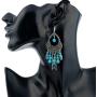 Amazon Day Deals Turquoise Long Beaded Bohemia Necklace for Women Vintage Ethnic Alloy Pendant Jewelry & Earring Set