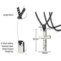 MPRAINBOW Cross Necklace for Men - Stainless Steel Cross Pendant Necklaces for Men and Women Personalized Simple Cross Pendant Gold Silver Black Cross Necklace Jewelry Gifts, 24 Inches Chain