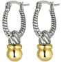8MM Ball with Rope Design Drop Two Tone Earrings