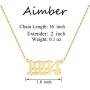 Aimber Birth Year Necklace 18K Gold Plated Birth Year Number Pendant Necklace Stainless Steel Birthday Year Necklace for Women,1970-2024