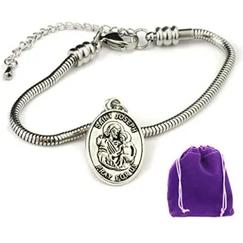 St Joseph Bracelet | Saint Joseph Bracelet Jewelry Stainless Steel Snake Chain Charm Bracelet Used as Saint Bracelet Catholic or Blessings Bracelets for Women St Joseph Medals Saint Joseph Charm St Joseph Bracelet | Saint Joseph Bracelet Jewelry Stainless Steel Snake Chain Charm Bracelet Used as Saint Bracelet Catholic or Blessings Bracelets for Women St Joseph Medals Saint Joseph Charm