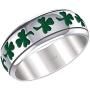 US Jewels and Gems Mens Sterling Silver 8mm Irish Celtic Shamrock 3 Leaf Clover Wedding Band Ring
