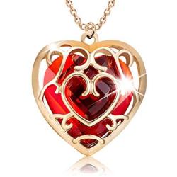 FAADBUK The Legend of Zelda Jewelry Zelda Skyward Sword Heart Sapphire Ruby Necklace Legend fo Zelda Gift for Women Girl